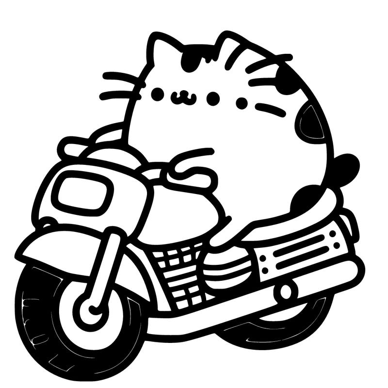 pusheen in a motorcycle