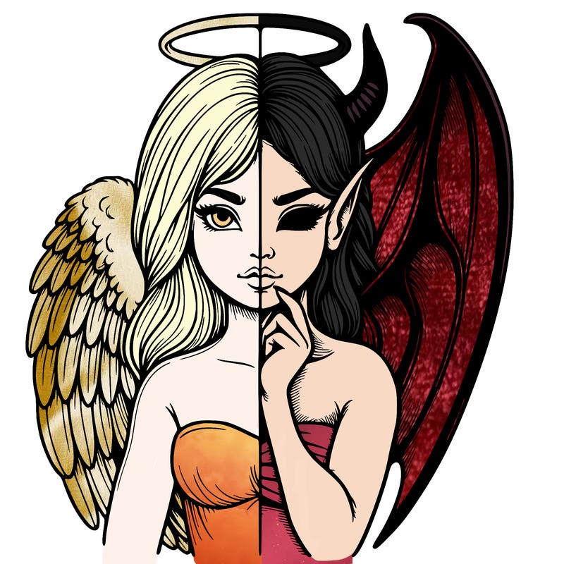 realistic angel half demon