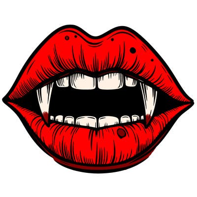 lips with vampire teeth