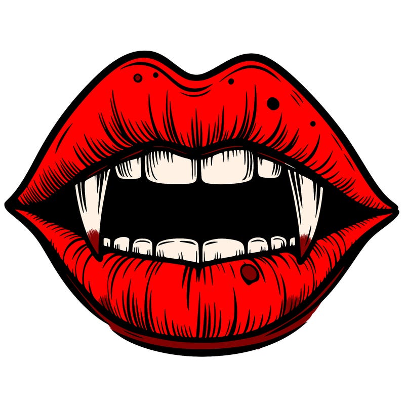 lips with vampire teeth