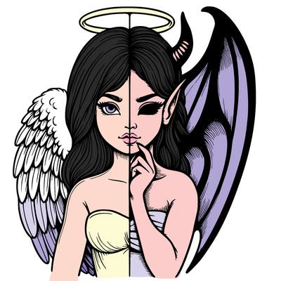 realistic angel half demon