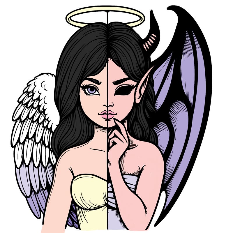 realistic angel half demon