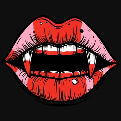 lips with vampire teeth