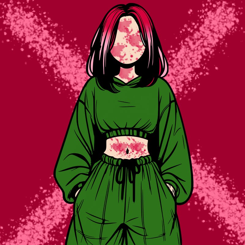 realistic girl faceless with baggy pants and a crop top