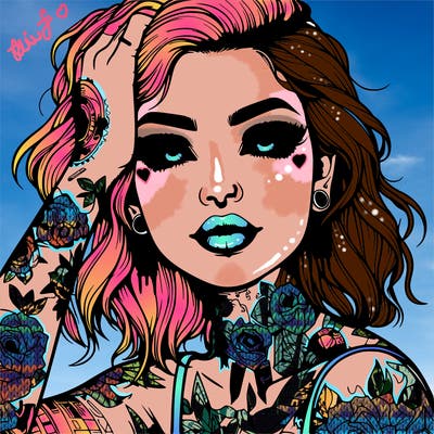 realistic girl with tattoos all over