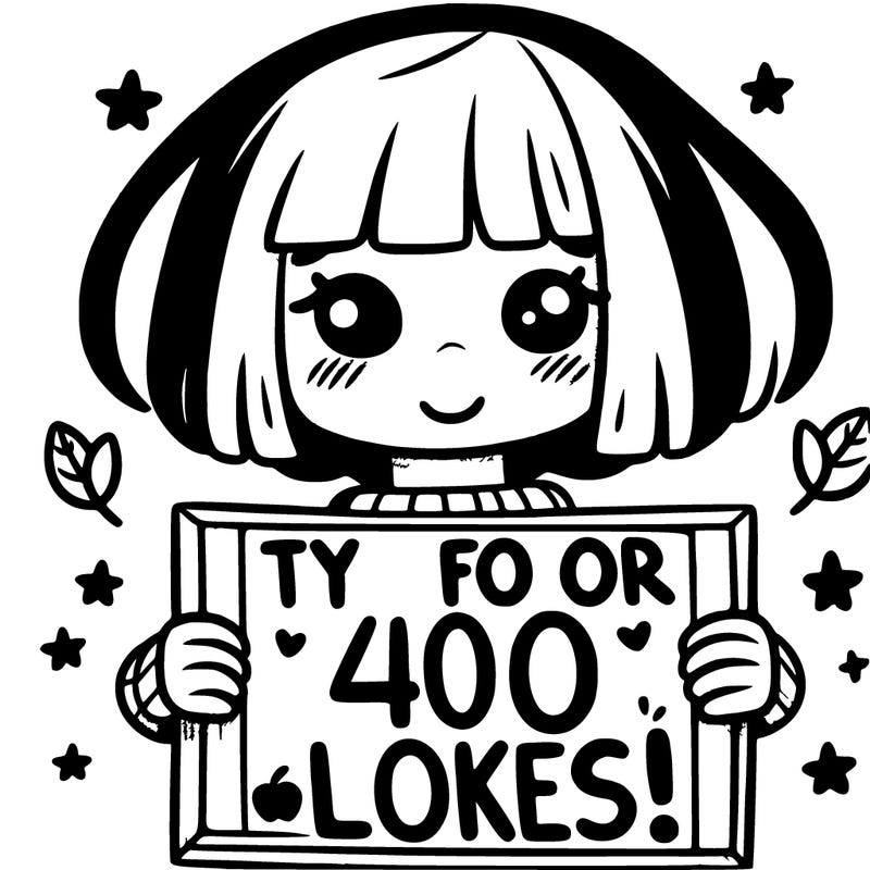 girl holding sign that says “ty for 400 likes!”