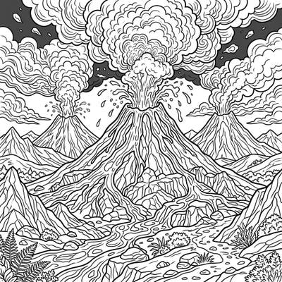 Experience the power of nature with this captivating active volcanoes coloring page, specially designed for seniors. Featuring clear outlines and a dramatic erupting scene, it offers a relaxing and engaging artistic journey.