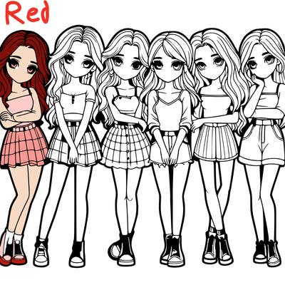 a group of girls realistic