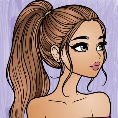 a beautiful and realistic girl with a high pony tail