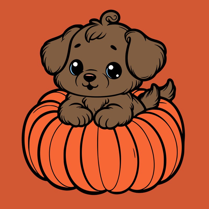 cute little puppy in a pumpkin