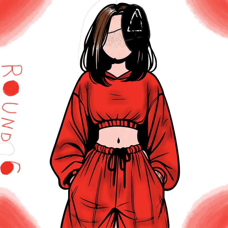 realistic girl faceless with baggy pants and a crop top