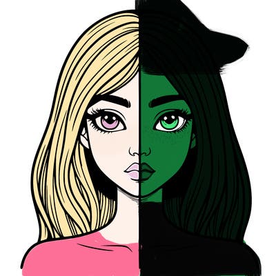 realistic split girl