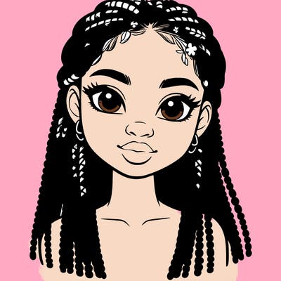 a realistic black girl with braids
