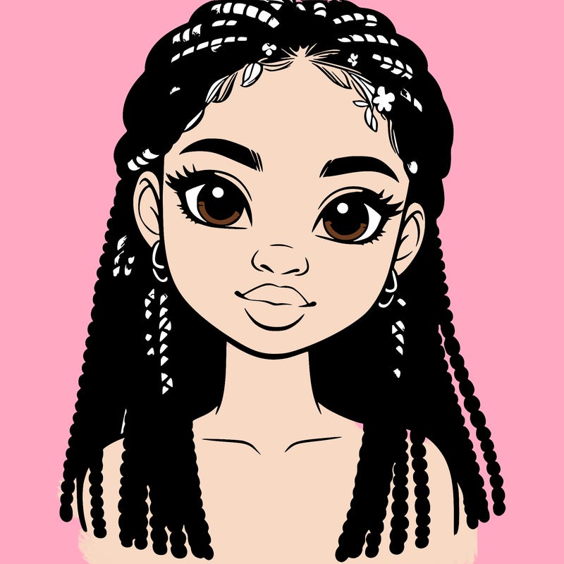 a realistic black girl with braids