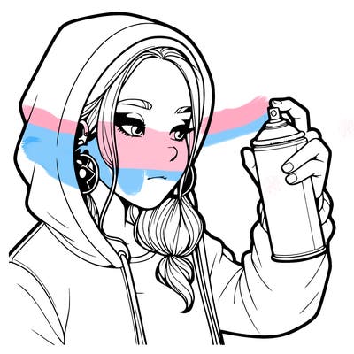 a realistic girl, spray painting