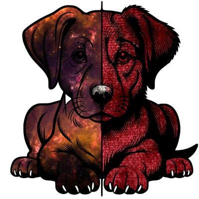 realistic dog split picture