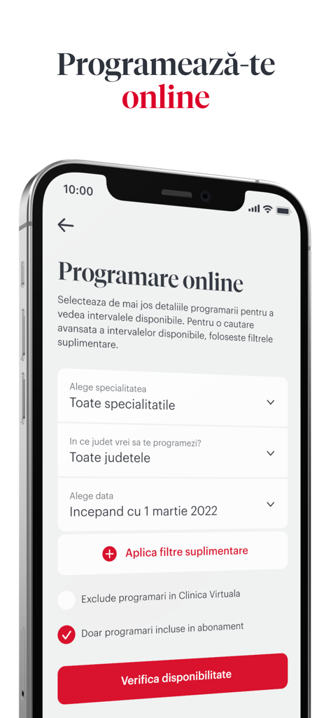 REGINA MARIA - Regina Maria app online medical appointment scheduling screen