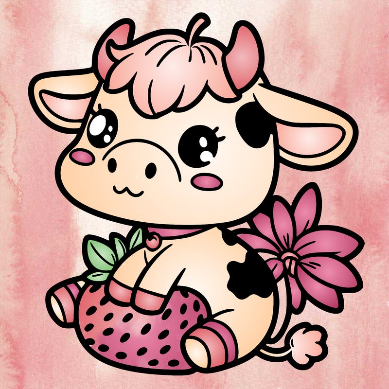 strawberry cow cute