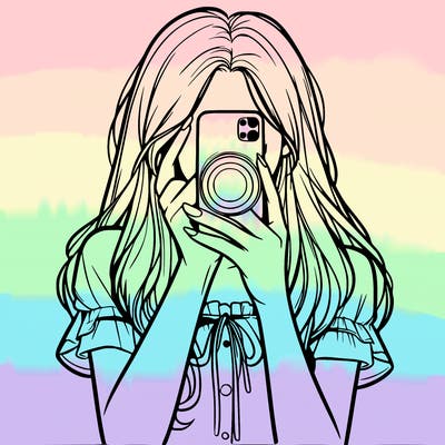 a realistic girl holding her phone taking pictures