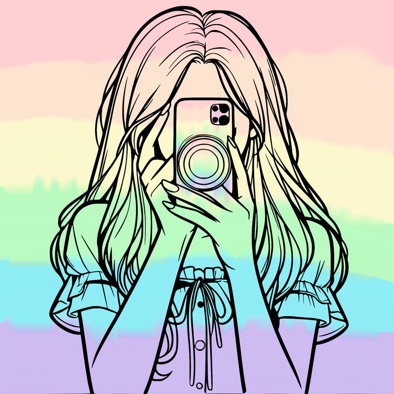 a realistic girl holding her phone taking pictures