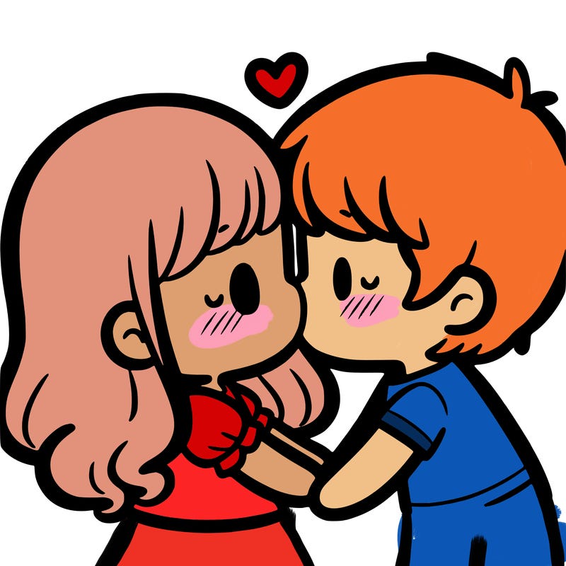 a girl and a boy kissing