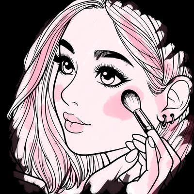 a realistic girl doing her makeup