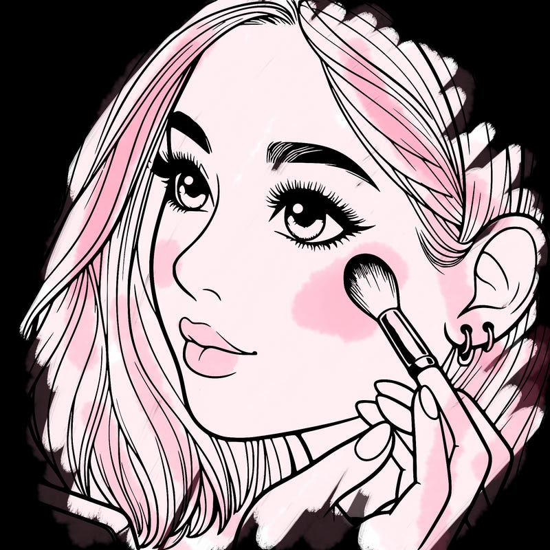 a realistic girl doing her makeup