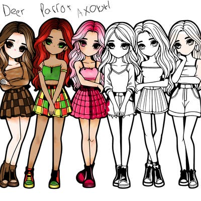 a group of girls realistic