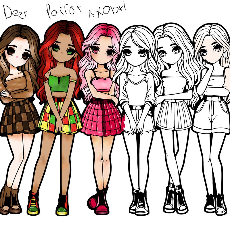 a group of girls realistic