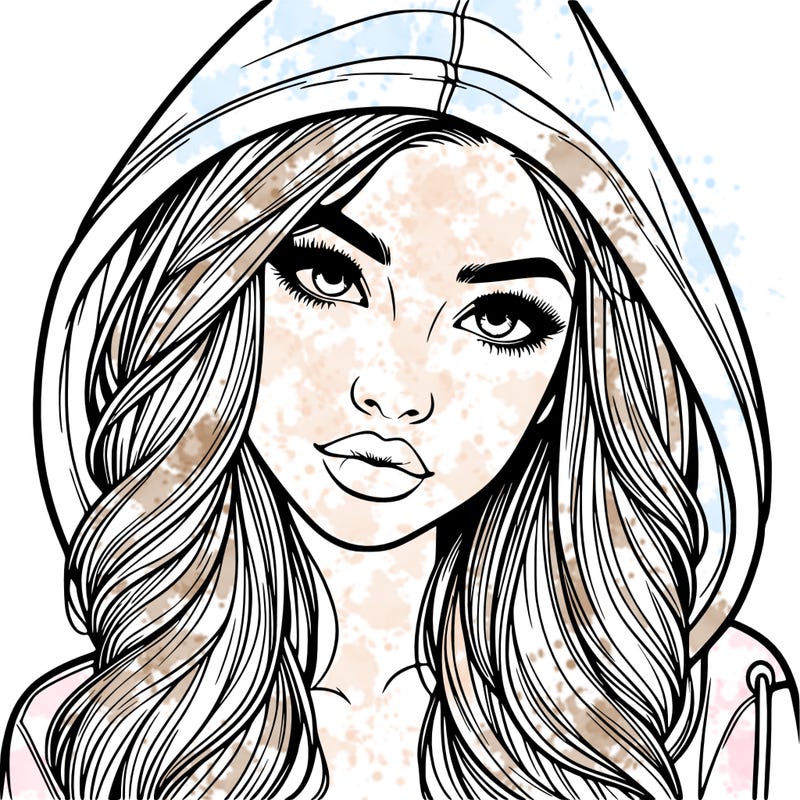 realistic beautiful girl with a hood on