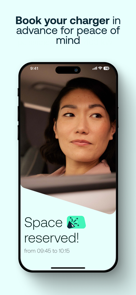 Electra - Fast Charging Hubs - Pantalla de la app móvil Electra que muestra una reserva exitosa para una estación de carga de vehículos eléctricos
