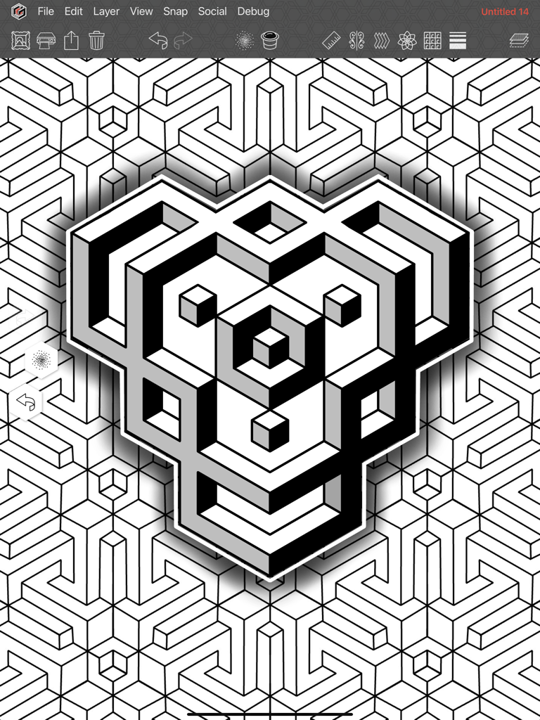 Geometrica - Un detallado diseño geométrico 3D creado con la aplicación de dibujo Geometrica para iPad