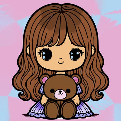 cute girl with teddy bear