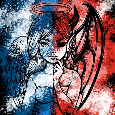 realistic angel half demon