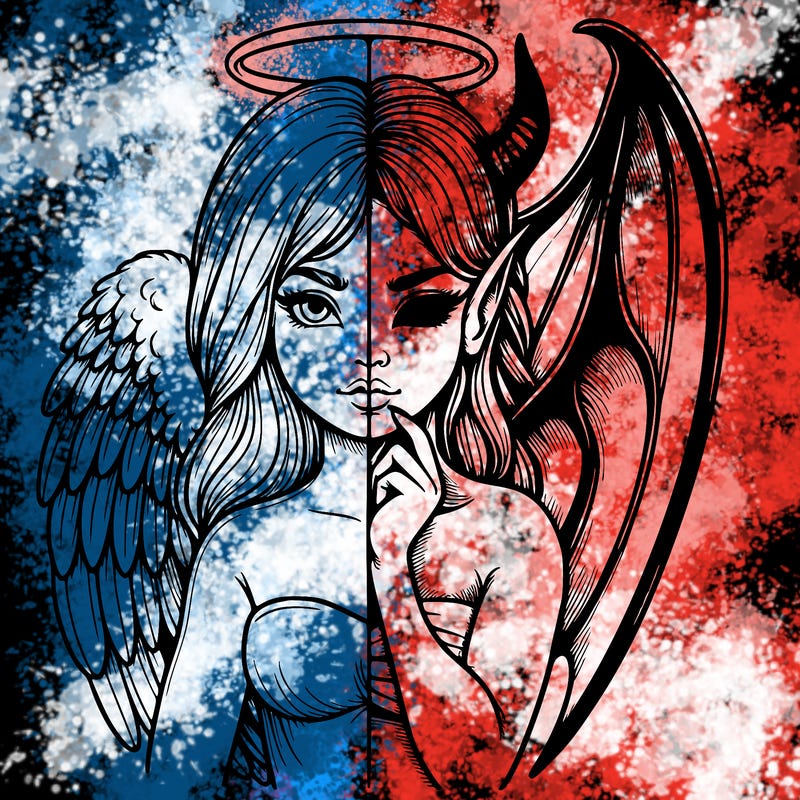 realistic angel half demon