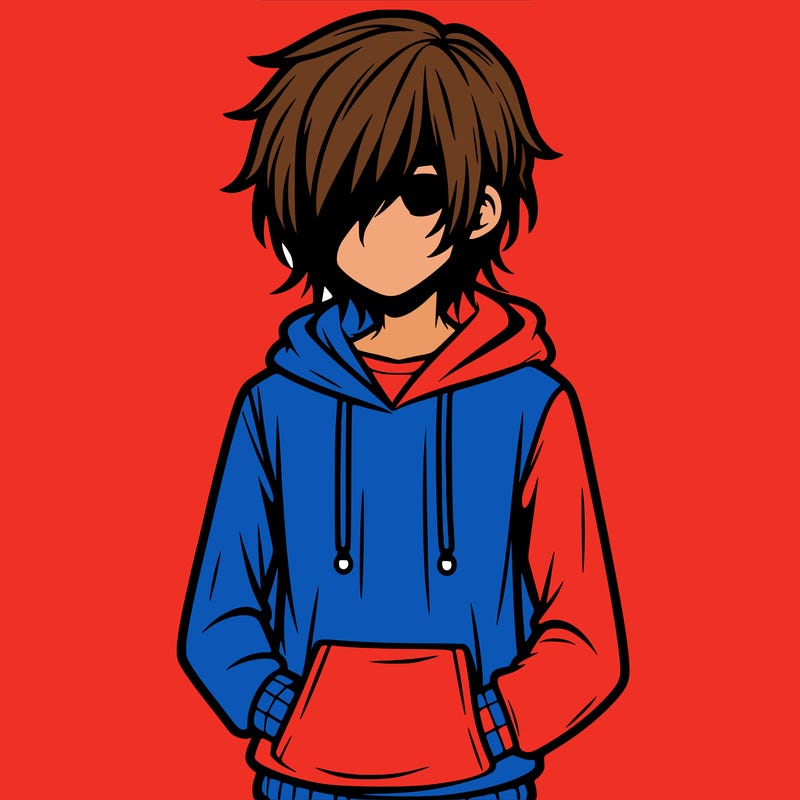 emo boy with long hair wearing a hoodie