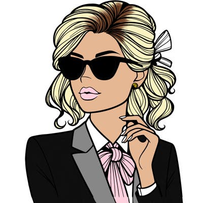 elegant woman in suit and sunglasses