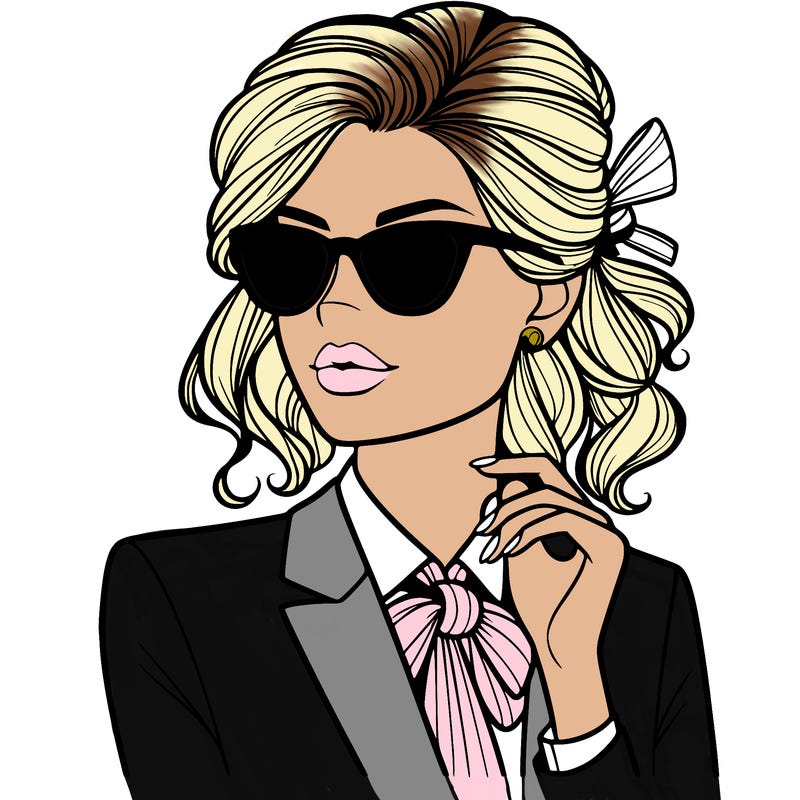 elegant woman in suit and sunglasses