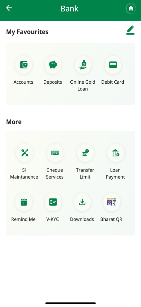 KVB DLite mobile app dashboard displaying banking services like accounts deposits and loans