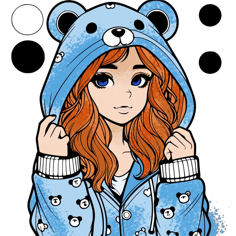 realistic girl in a animal pjs hoodie