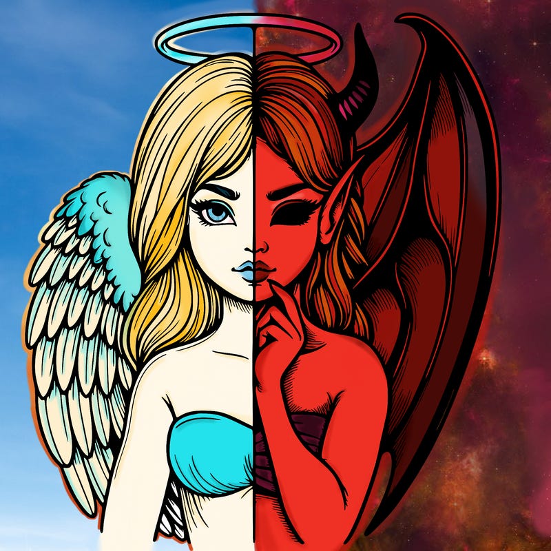 realistic angel half demon