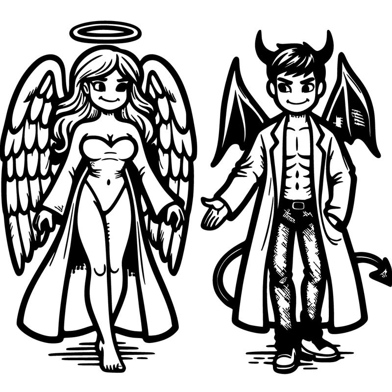 angel and devil split realistic