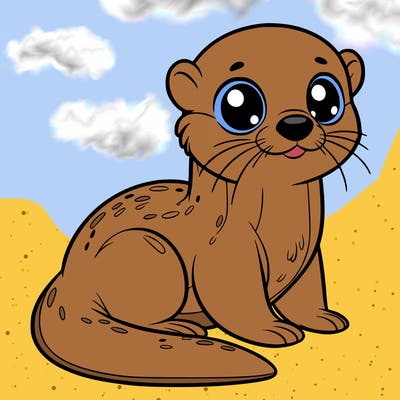 otter, big eyes, full body