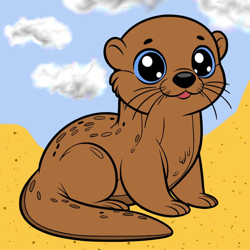 otter, big eyes, full body