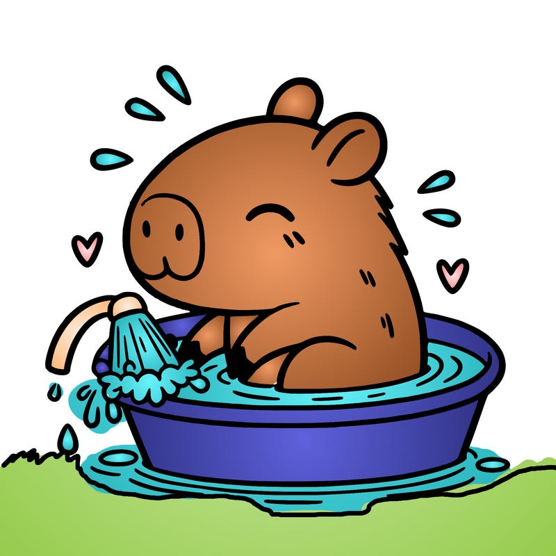 capybara taking a bath