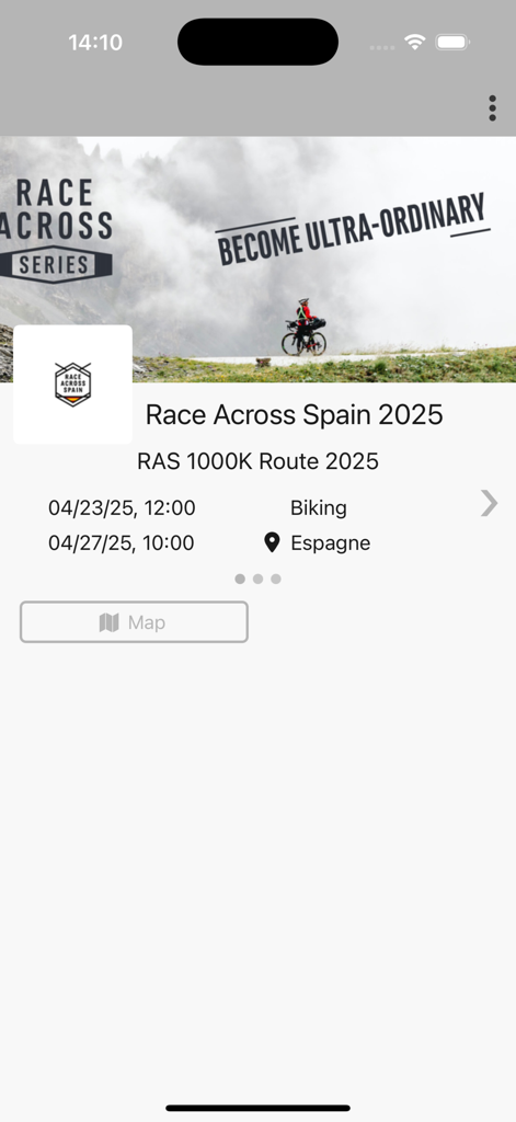 Chrono Consult Tracking GPS - GPS tracking screen for the Race Across Spain 2025 endurance biking event