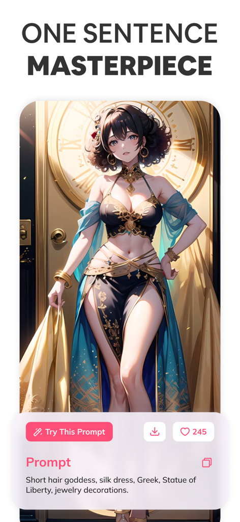 Neko AI - Anime Art Generator - Neko AI app screenshot showing an anime character generated from a text prompt