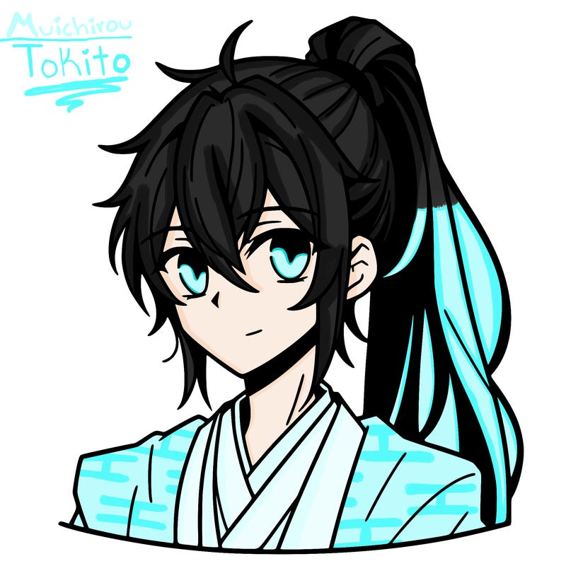 anime boy with long hair in ponytail