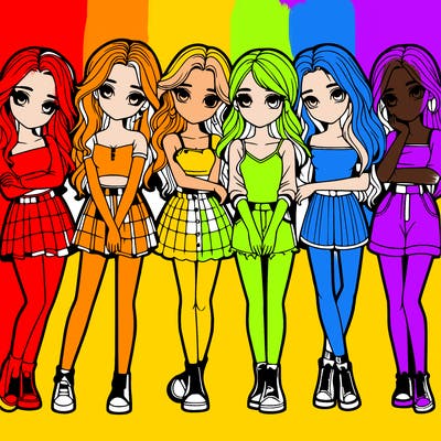 a group of girls realistic