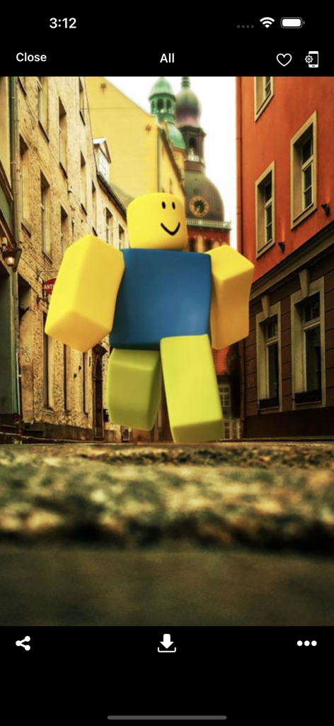 ROBLOX Wallpapers - A Roblox noob character walking on a realistic city street as a mobile wallpaper